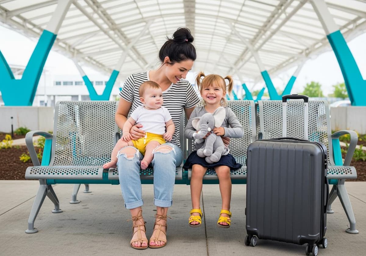 Family traveling with baby